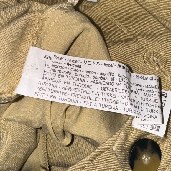 Zara Lyocell & Cotton Women's High Waisted Pants with Suspenders in Tan Size S - Picture 8 of 8